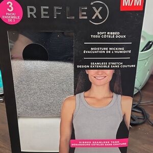 Reflex Size M 3 Pack of Soft Ribbed Seamless Tank Tops